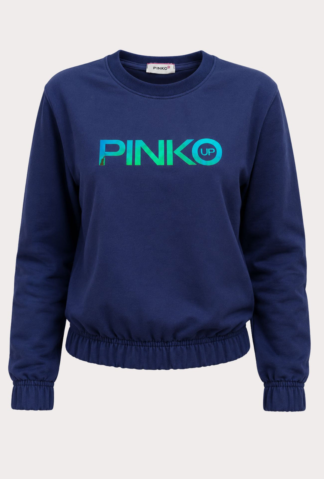 Felpa Donna Pinko Up  in Cotone Girocollo con Logo Riflettente Vestibilità Regular- BLU NAVY
