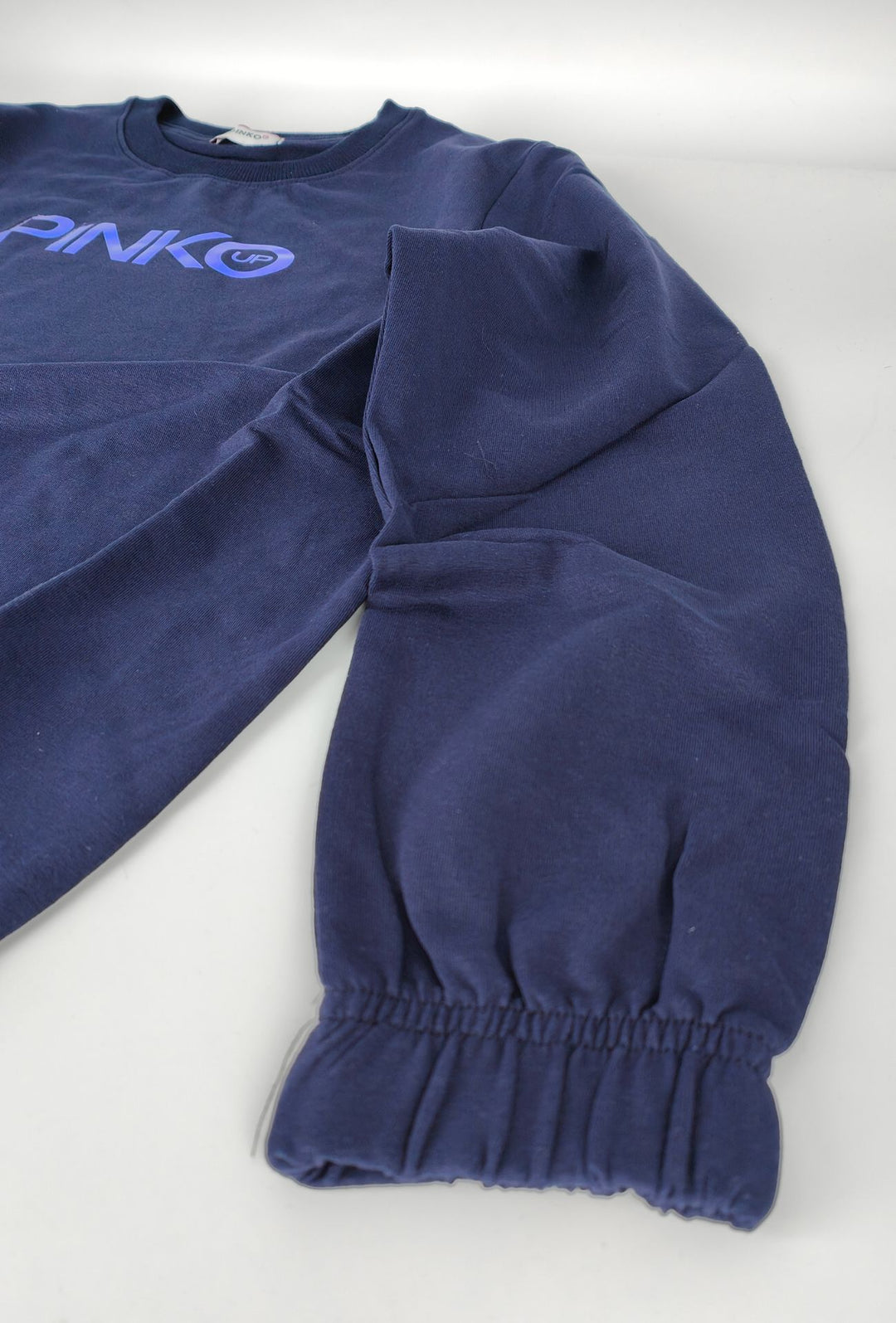 Felpa Donna Pinko Up  in Cotone Girocollo con Logo Riflettente Vestibilità Regular- BLU NAVY