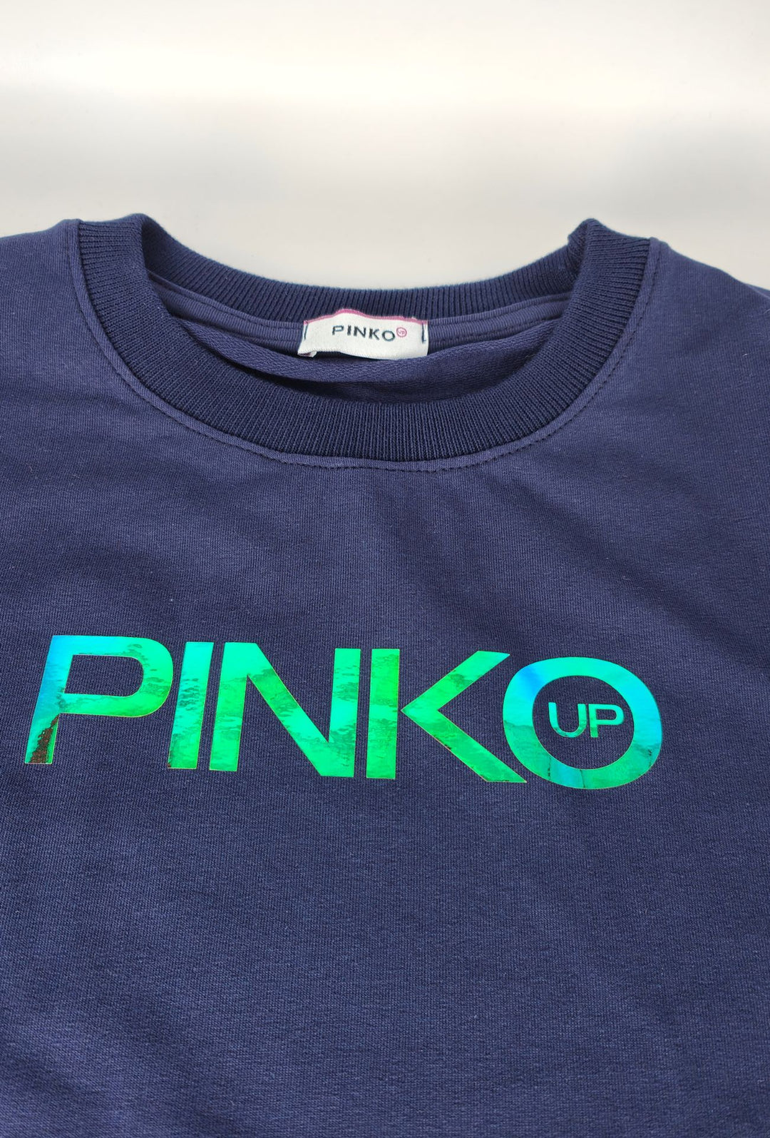 Felpa Donna Pinko Up  in Cotone Girocollo con Logo Riflettente Vestibilità Regular- BLU NAVY