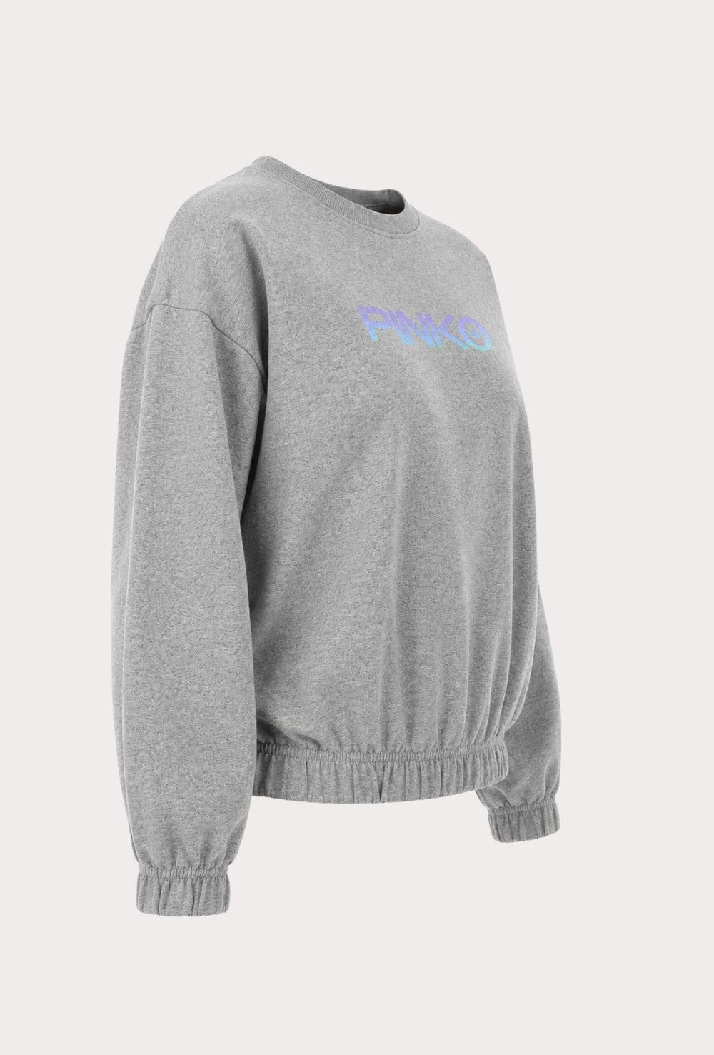 Felpa Donna Pinko Up  in Cotone Girocollo con Logo Riflettente Vestibilità Regular- GRIGIO