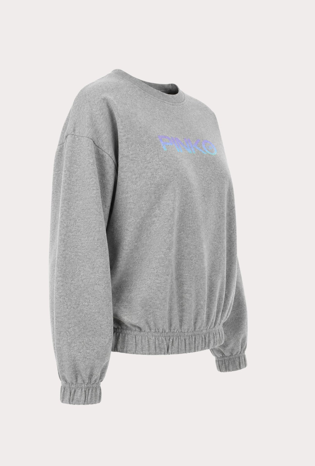 Felpa Donna Pinko Up  in Cotone Girocollo con Logo Riflettente Vestibilità Regular- GRIGIO