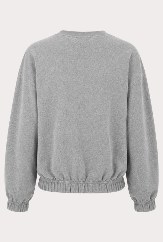 Felpa Donna Pinko Up  in Cotone Girocollo con Logo Riflettente Vestibilità Regular- GRIGIO
