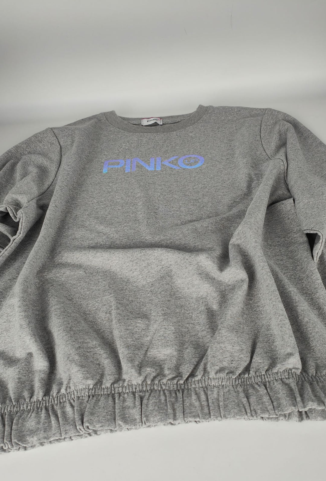Felpa Donna Pinko Up  in Cotone Girocollo con Logo Riflettente Vestibilità Regular- GRIGIO