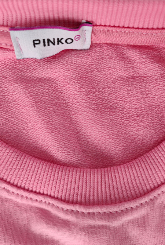 Felpa Donna Pinko Up  in Cotone Girocollo con Logo Riflettente Vestibilità Regular- ROSA