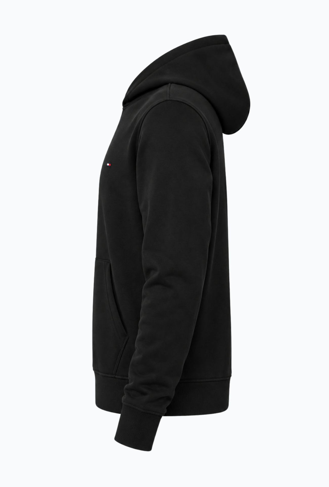 Felpa Uomo con cappuccio TOMMY HILFIGER in cotone felpato leggero Logo cucito lato cuore- NERO