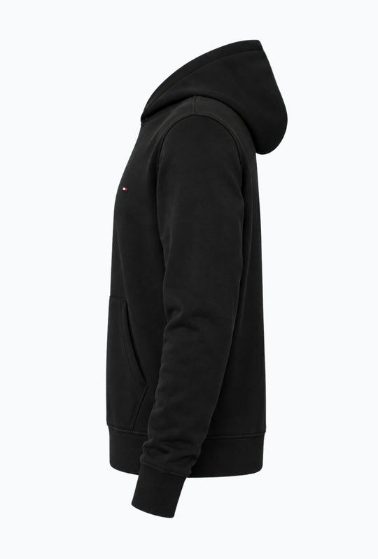Felpa Uomo con cappuccio TOMMY HILFIGER in cotone felpato leggero Logo cucito lato cuore- NERO