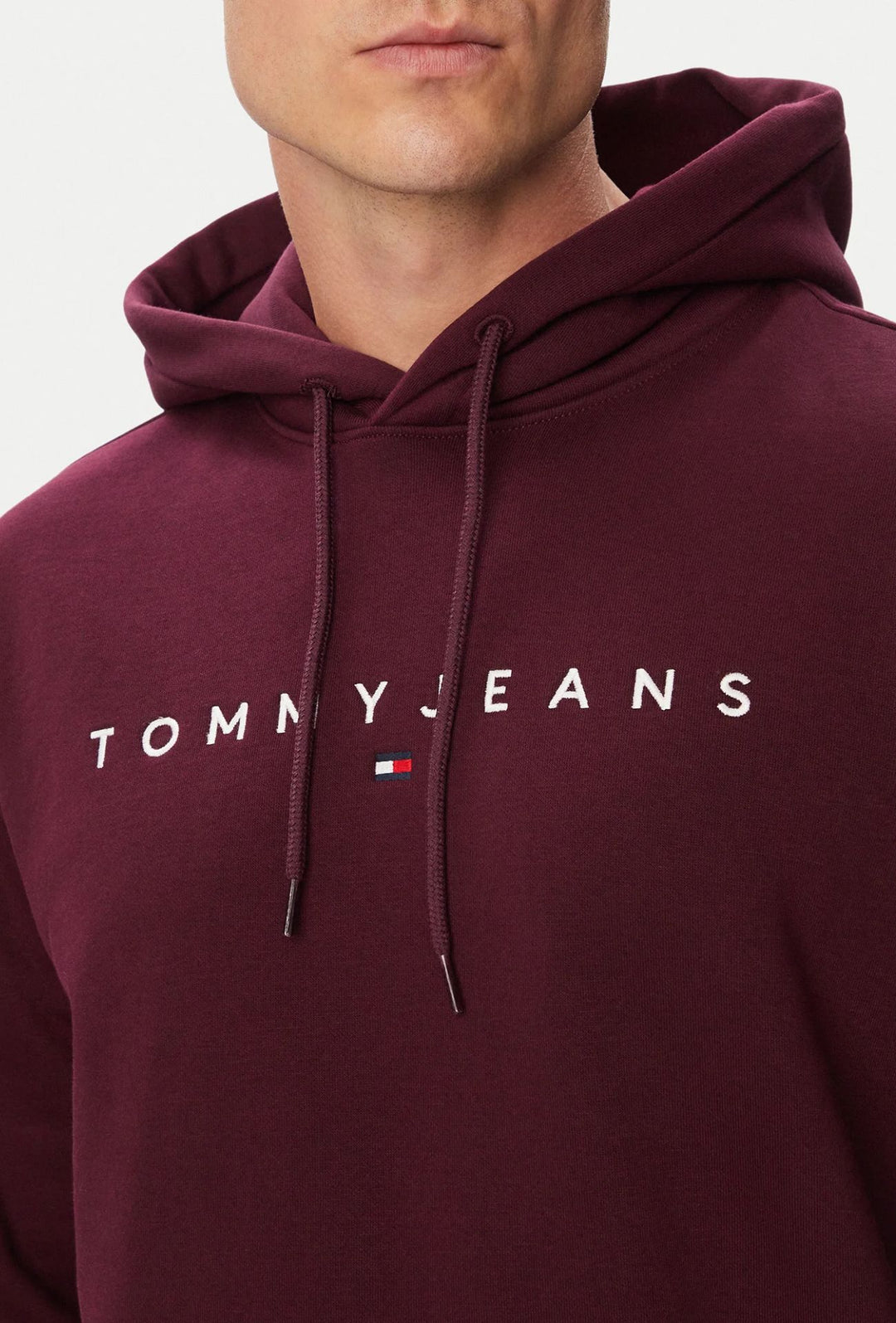 Felpa uomo Tommy Jeans Interno Felpato con cappuccio e logo frontale ricamato- BORDEAUX