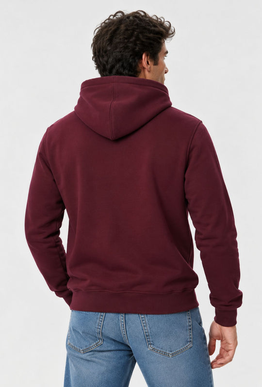 Felpa uomo Tommy Jeans Interno Felpato con cappuccio e logo frontale ricamato- BORDEAUX