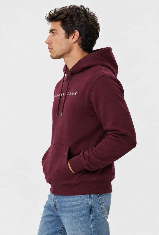 Felpa uomo Tommy Jeans Interno Felpato con cappuccio e logo frontale ricamato- BORDEAUX