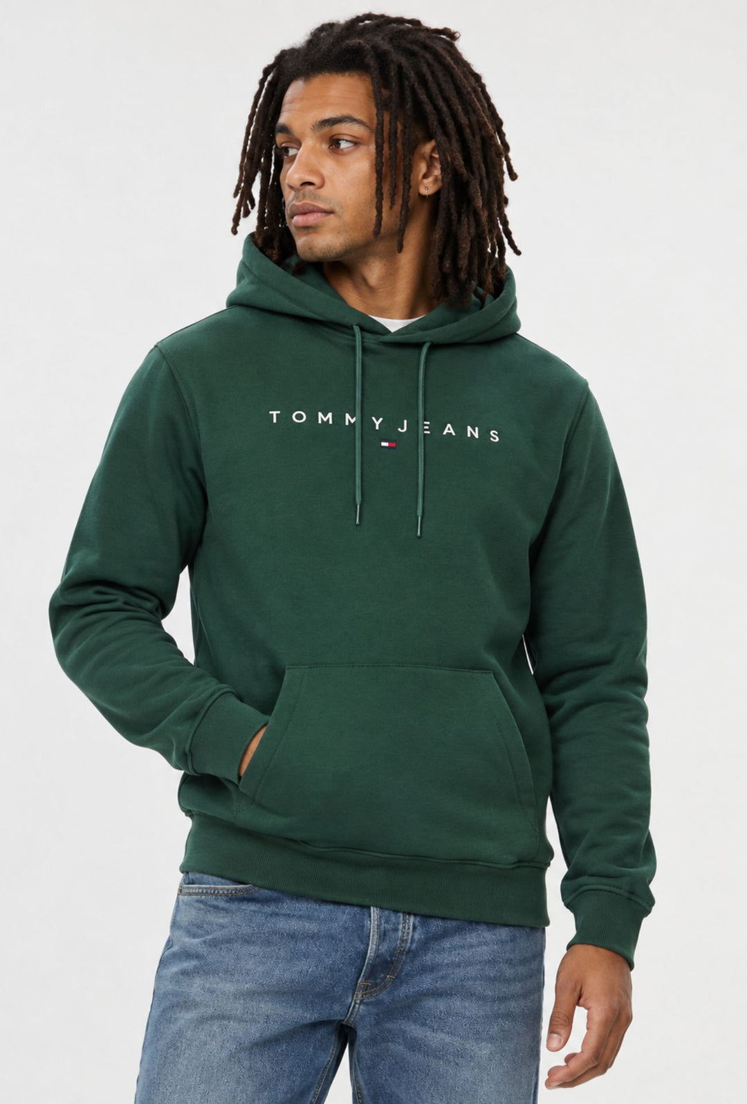 Felpa uomo Tommy Jeans Interno Felpato con cappuccio e logo frontale ricamato- VERDE BOSCO