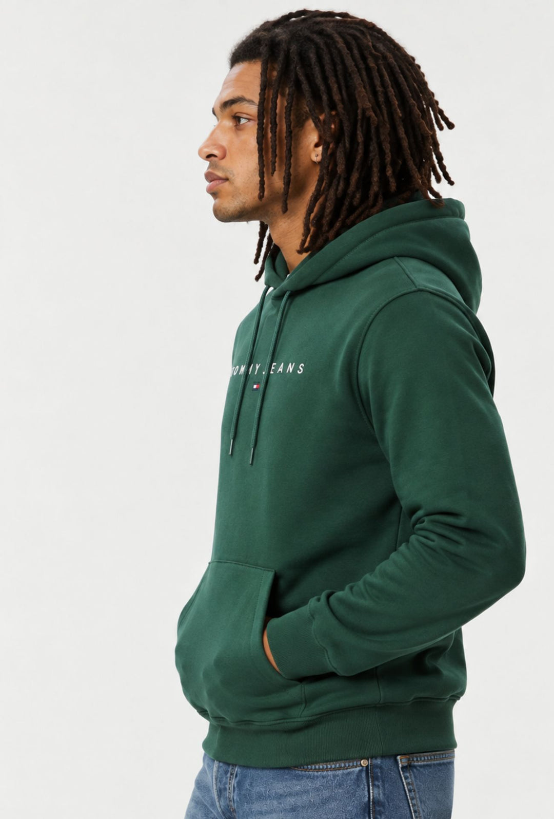 Felpa uomo Tommy Jeans Interno Felpato con cappuccio e logo frontale ricamato- VERDE BOSCO