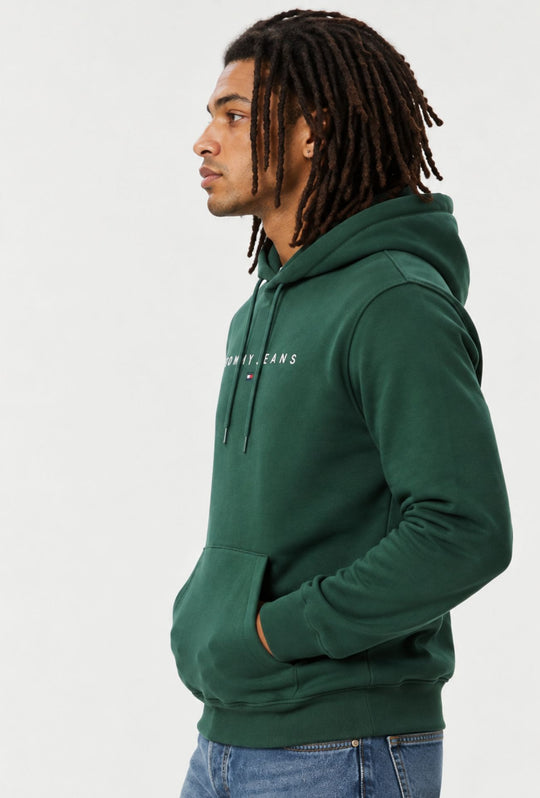 Felpa uomo Tommy Jeans Interno Felpato con cappuccio e logo frontale ricamato- VERDE BOSCO