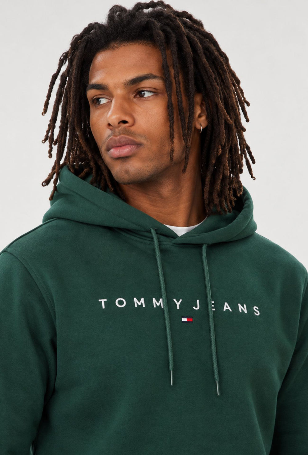 Felpa uomo Tommy Jeans Interno Felpato con cappuccio e logo frontale ricamato- VERDE BOSCO