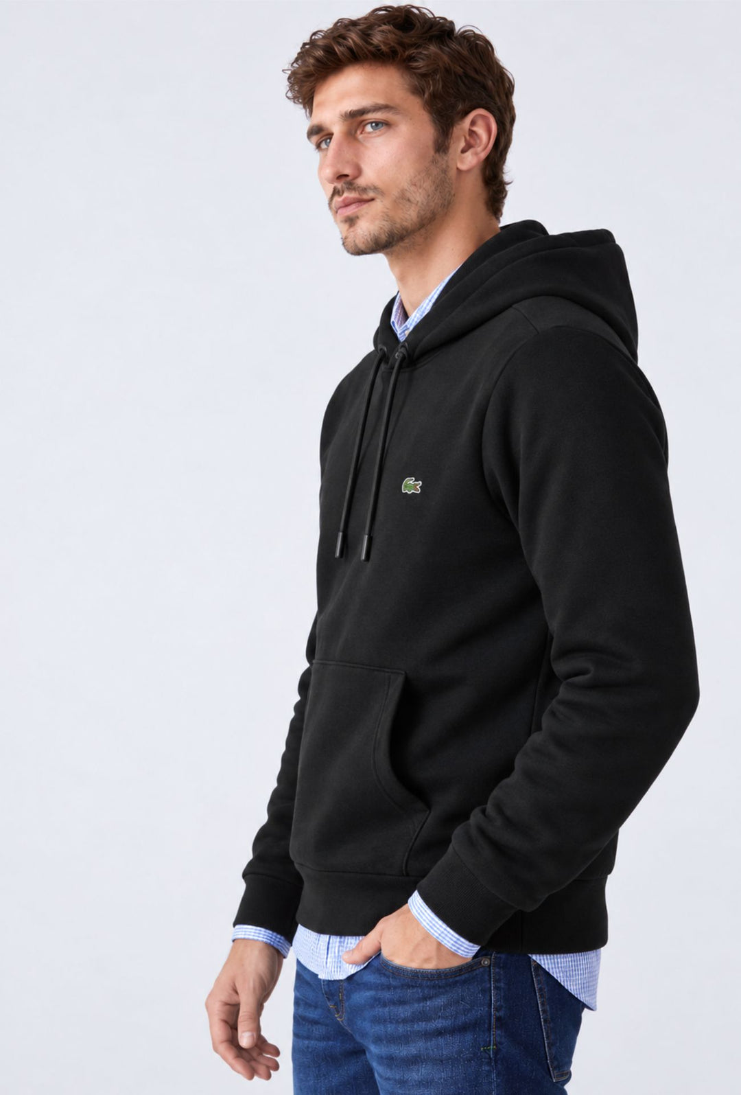 Felpa Uomo Interno felpato LACOSTE con cappuccio - NERO