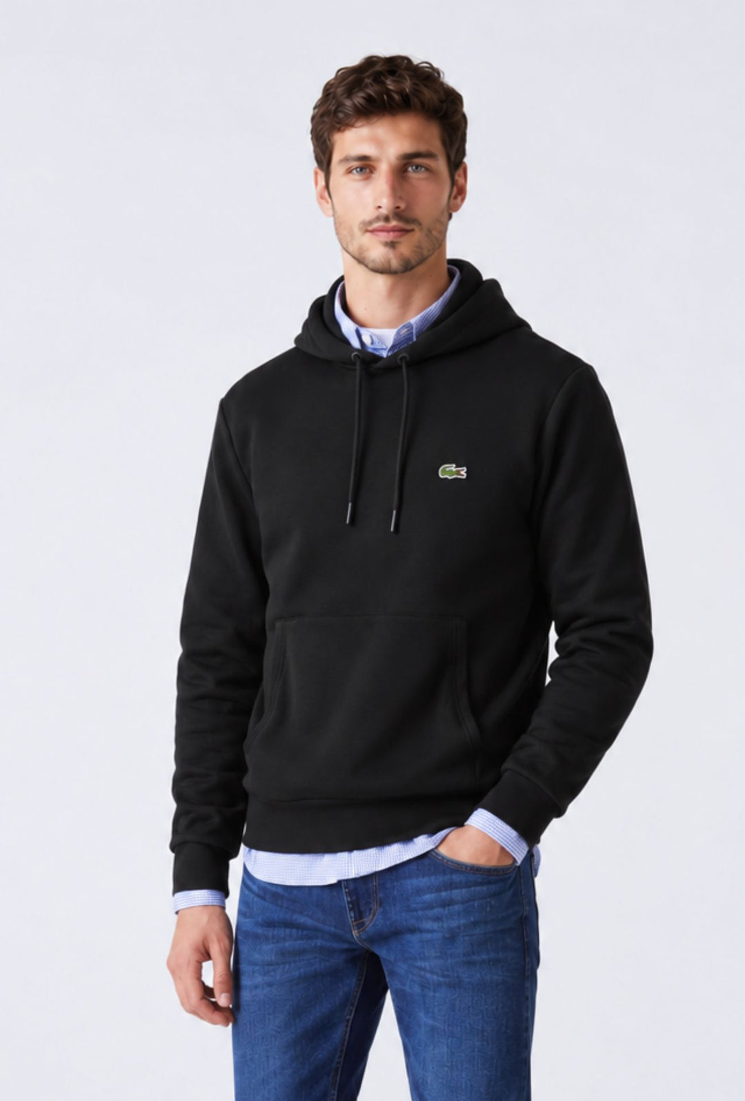 Felpa Uomo Interno felpato LACOSTE con cappuccio - NERO