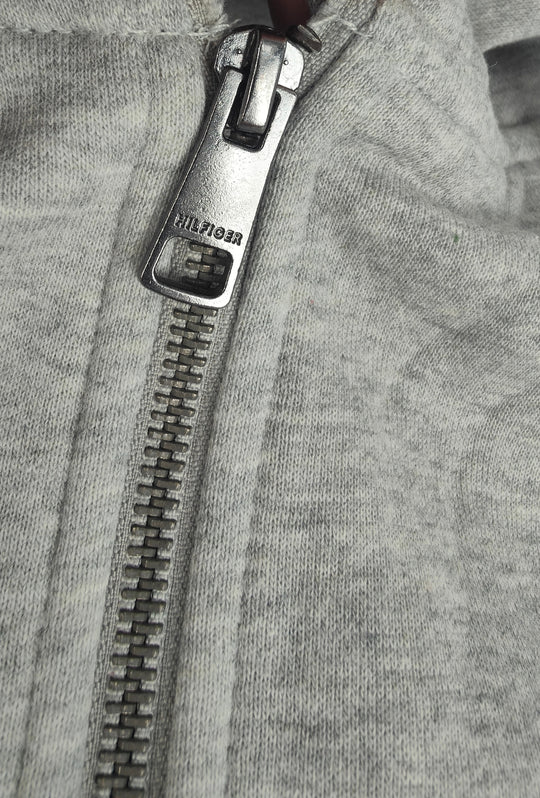 Felpa Uomo Full Zip con cappuccio TOMMY HILFIGER cotone felpato leggero- GRIGIO