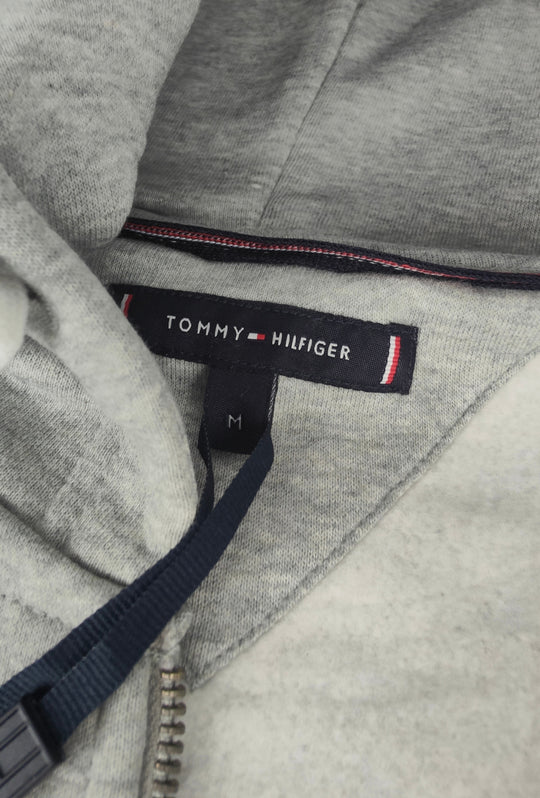 Felpa Uomo Full Zip con cappuccio TOMMY HILFIGER cotone felpato leggero- GRIGIO