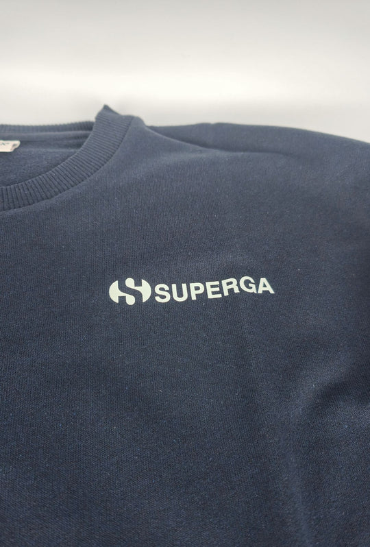 Felpa Uomo SUPERGA  Girocollo in Cotone con Logo Stampato Lato Cuore- BLU NAVY