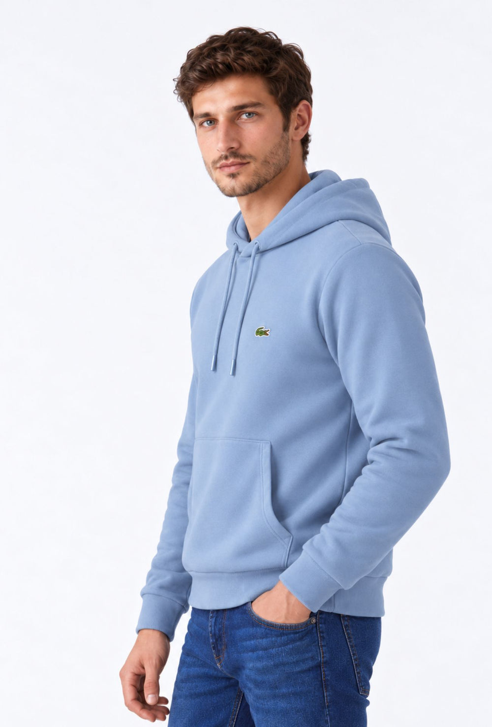 Felpa Uomo Interno felpato LACOSTE con cappuccio - AZZURRO POLVERE