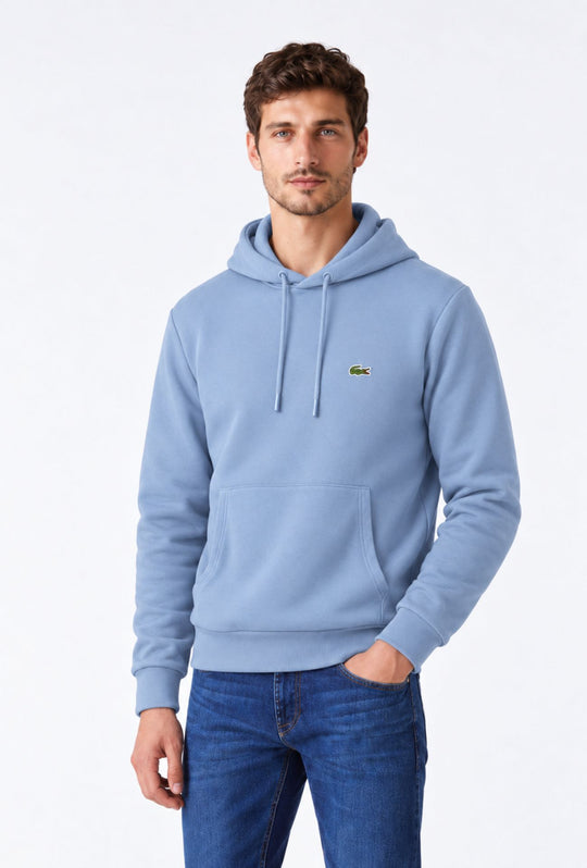 Felpa Uomo Interno felpato LACOSTE con cappuccio - AZZURRO POLVERE