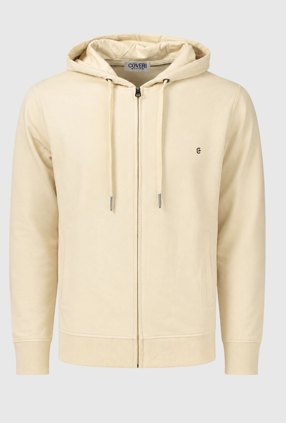 Felpa uomo cotone chiusura a zip Coveri- SABBIA