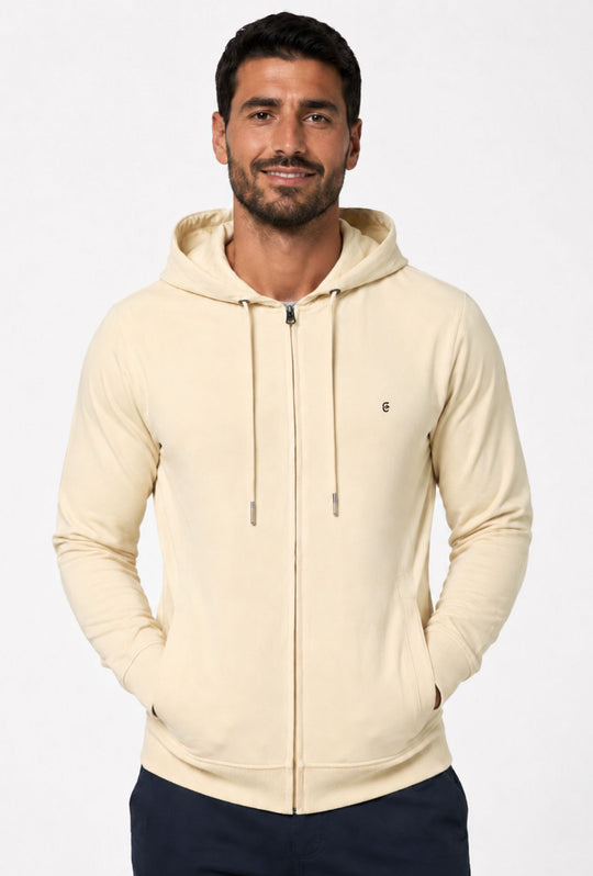 Felpa uomo cotone chiusura a zip Coveri- SABBIA