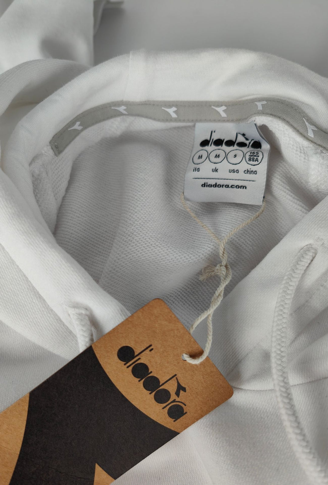Felpa Donna DIADORA con Cappuccio in Cotone  Vestibilità Oversize- BIANCO