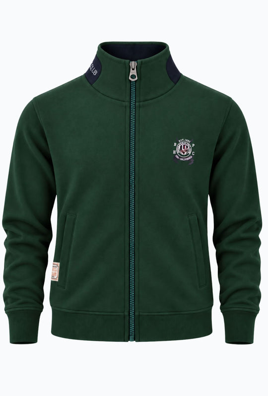 Felpa Uomo Full Zip Senza Cappuccio BEVERLY HILLS POLO CLUB Cotone felpato- VERDE BOSCO