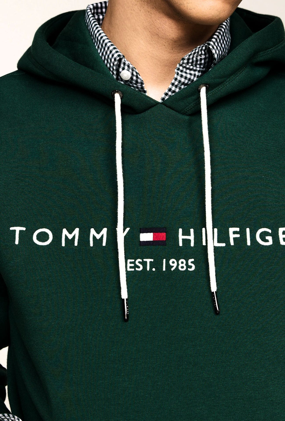 Felpa uomo Tommy Hilfiger Flex con cappuccio e logo Regular fit invernale - VERDE SCURO