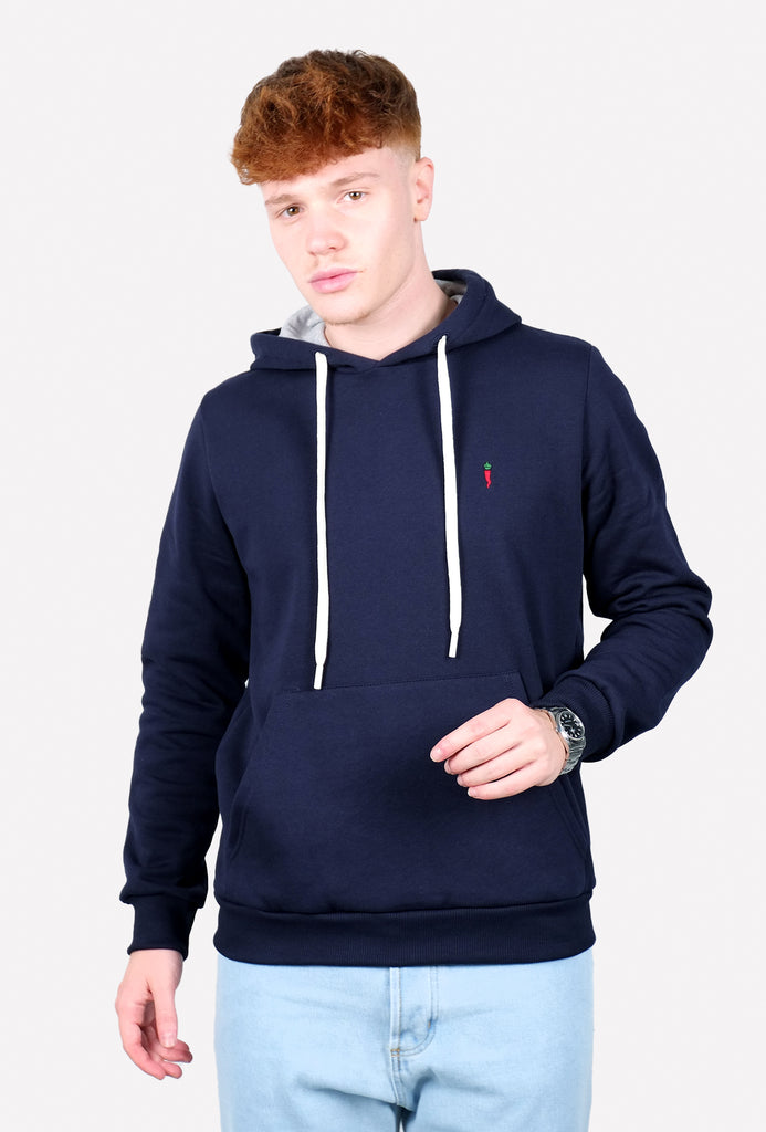 Felpa Con Cappuccio Uomo – Teschio E Ossa Incrociate – Blu Navy Taglia L