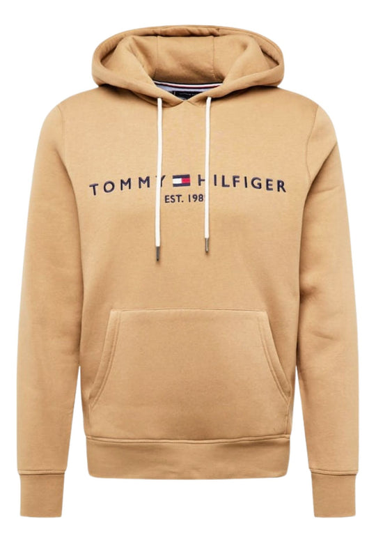 Felpa uomo Tommy Hilfiger Flex con cappuccio e logo Regular fit invernale - CAMMELLO