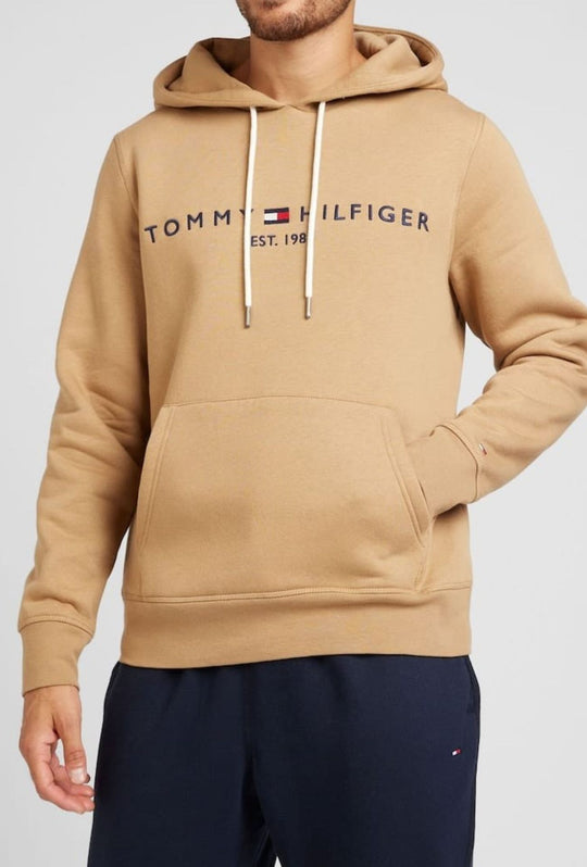 Felpa uomo Tommy Hilfiger Flex con cappuccio e logo Regular fit invernale - CAMMELLO
