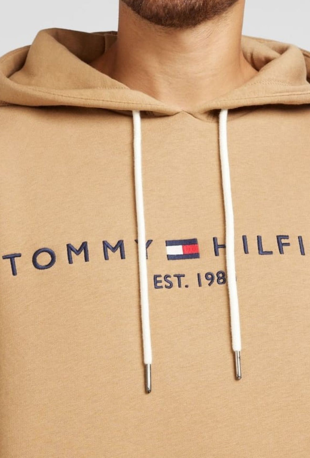 Felpa uomo Tommy Hilfiger Flex con cappuccio e logo Regular fit invernale - CAMMELLO