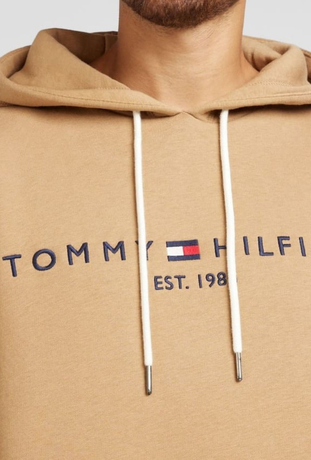 Felpa uomo Tommy Hilfiger Flex con cappuccio e logo Regular fit invernale - CAMMELLO