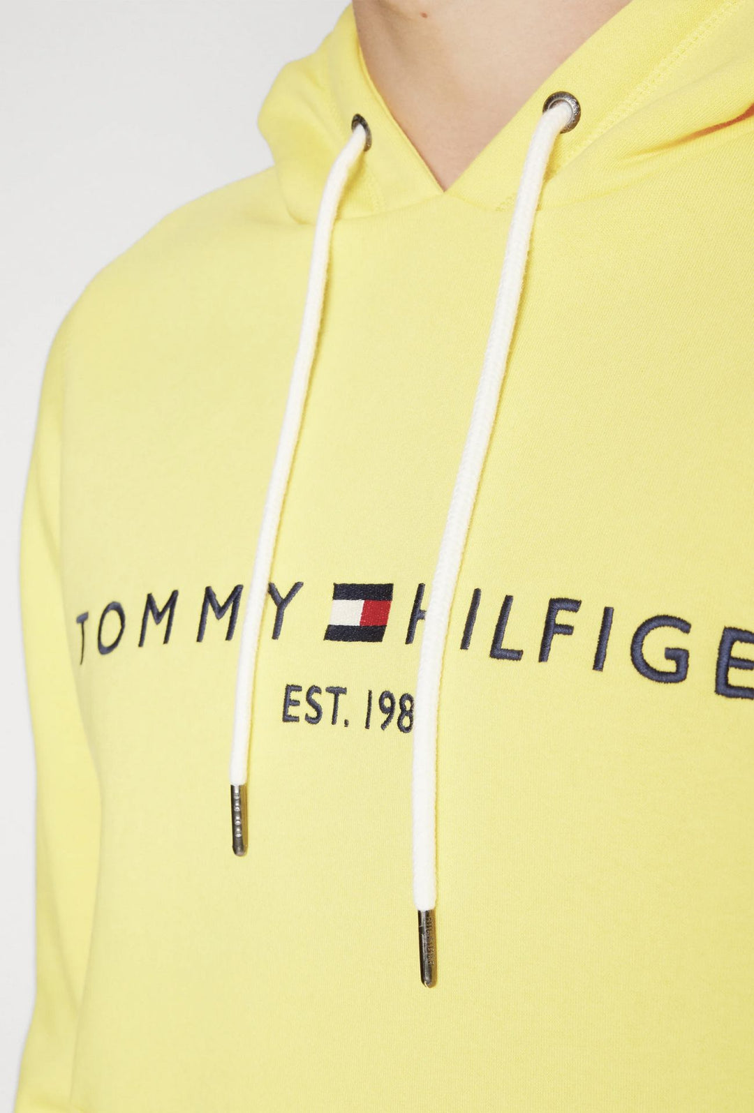 Felpa uomo Tommy Hilfiger Flex con cappuccio e logo Regular fit invernale - GIALLO