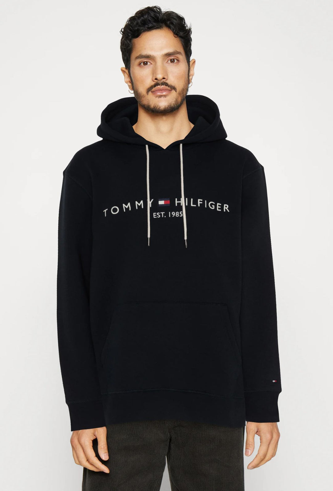 Felpa uomo Tommy Hilfiger Flex con cappuccio e logo Regular fit invernale - NERO