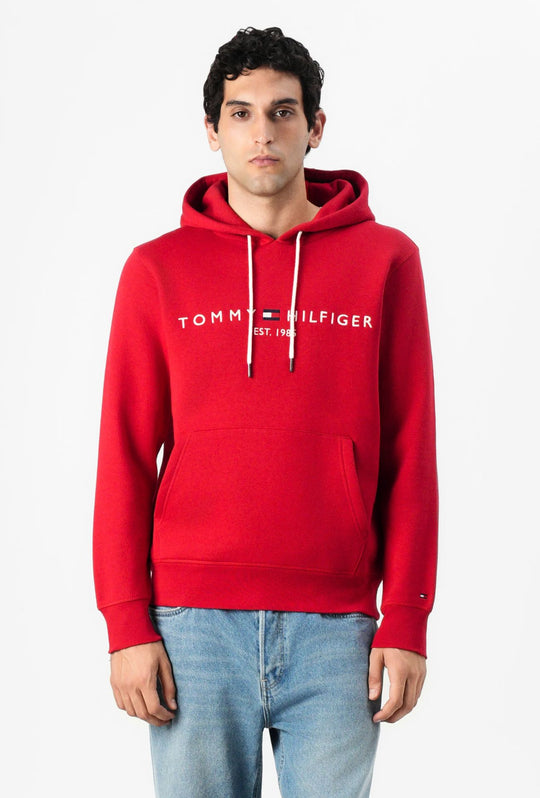 Felpa uomo Tommy Hilfiger Flex con cappuccio e logo Regular fit invernale - ROSSO