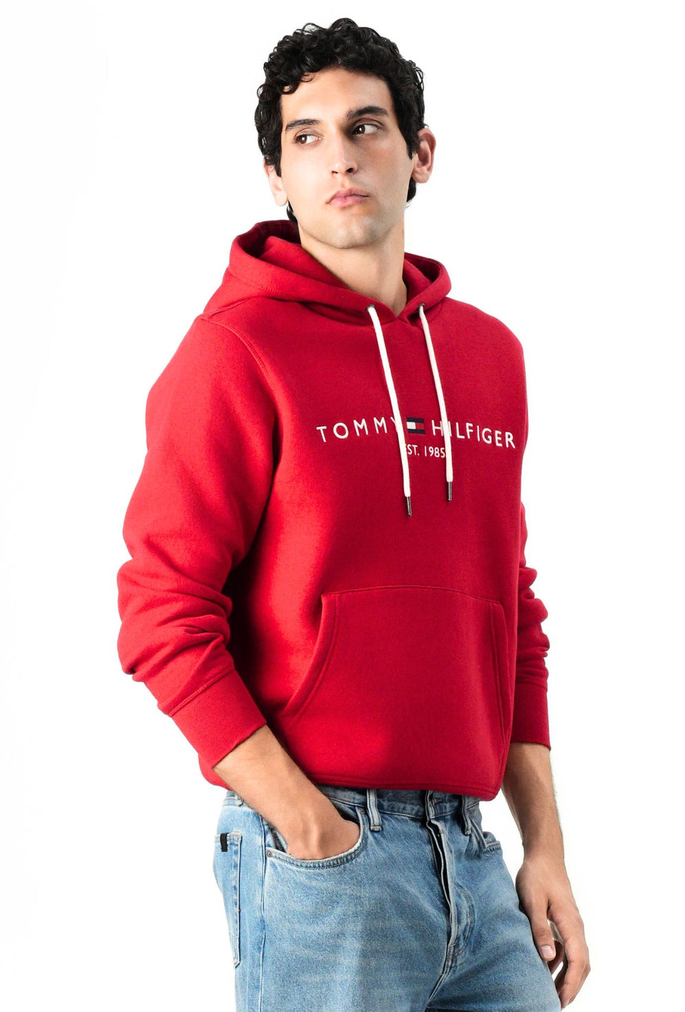 Felpa uomo Tommy Hilfiger Flex con cappuccio e logo Regular fit invernale - ROSSO