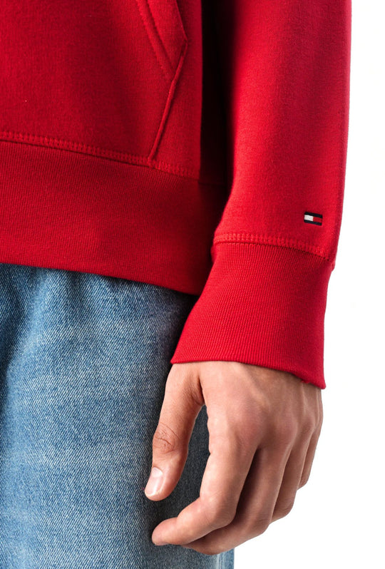 Felpa uomo Tommy Hilfiger Flex con cappuccio e logo Regular fit invernale - ROSSO