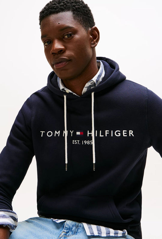Felpa uomo Tommy Hilfiger Flex con cappuccio e logo Regular fit invernale - BLU
