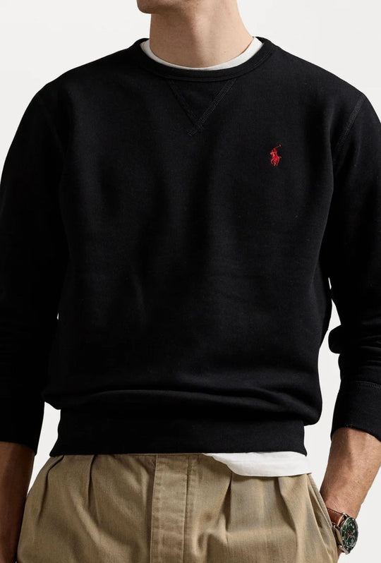 Felpa uomo Girocollo Ralph Lauren misto cotone felpata - NERO