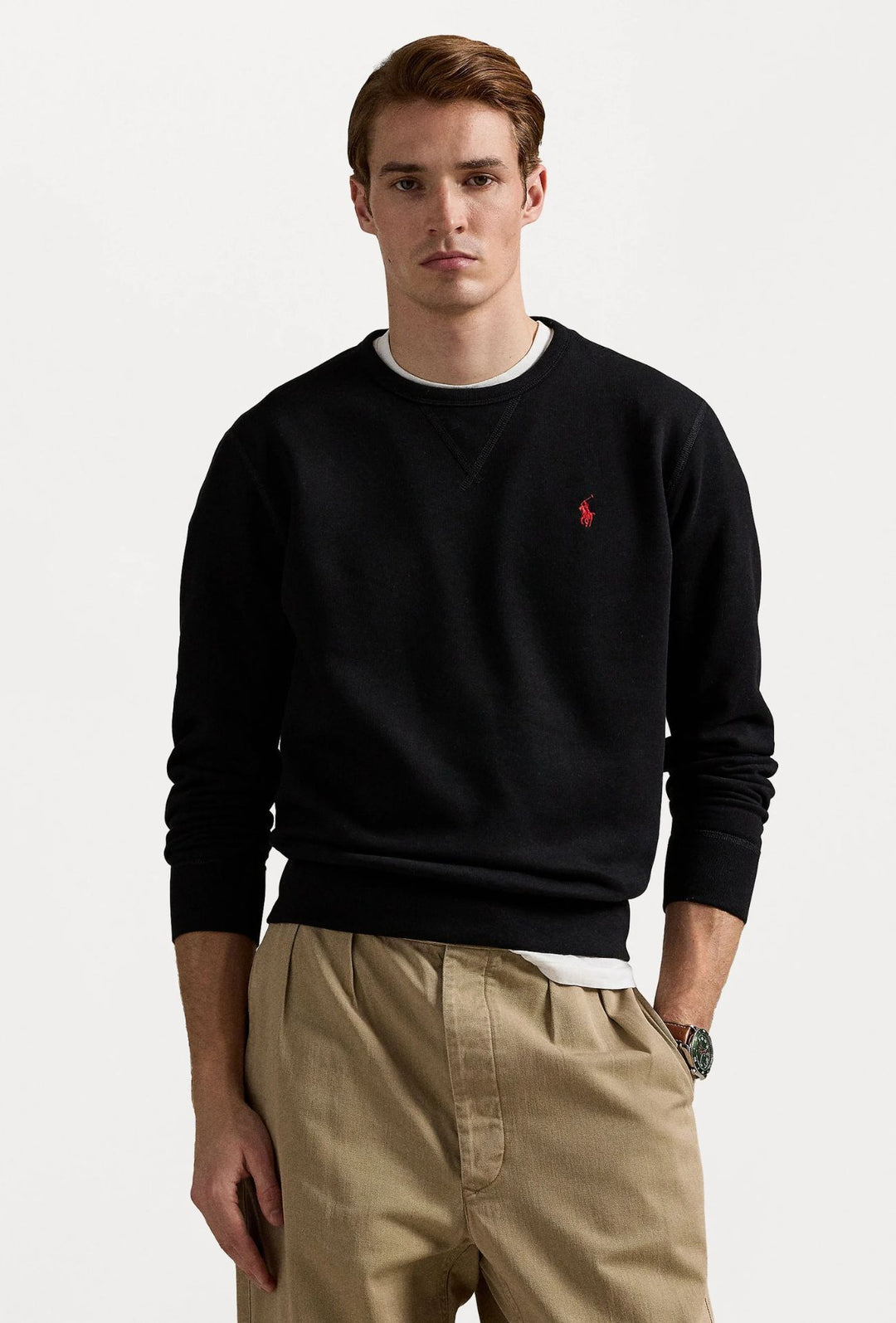 Felpa uomo Girocollo Ralph Lauren misto cotone felpata - NERO