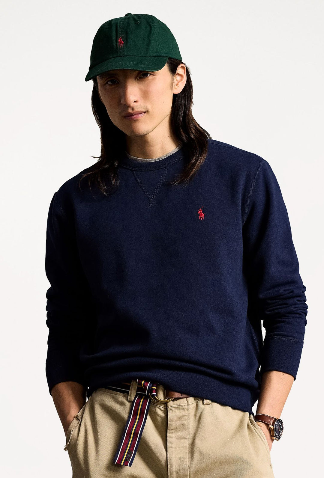 Felpa uomo Girocollo Ralph Lauren misto cotone felpata - BLU