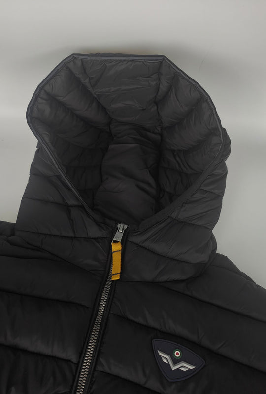 Giubbino Uomo tecnico ARMATA DI MARE con Cappuccio logo gommato lato cuore- NERO