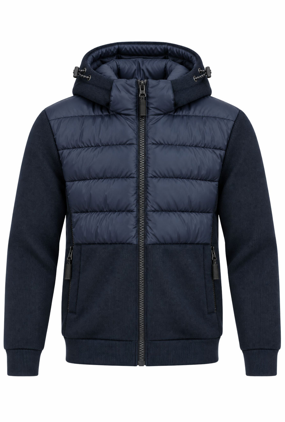 Giubbino Uomo DRESSERD con Cappuccio Smontabile e Inserti in Maglia Slim Fit- BLU NAVY
