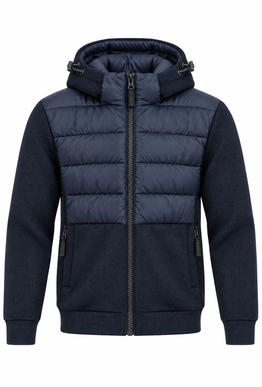 Giubbino Uomo DRESSERD con Cappuccio Smontabile e Inserti in Maglia- BLU NAVY