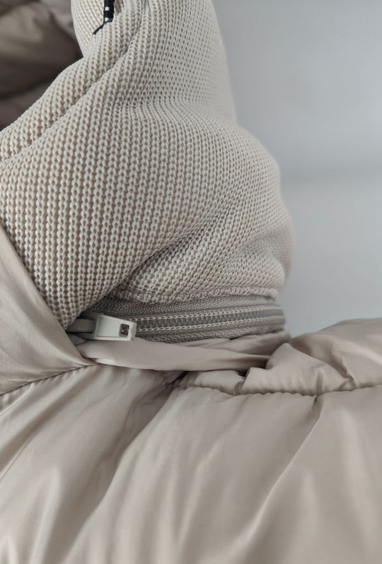 Giubbino Uomo DRESSERD con Cappuccio Smontabile e Inserti in Maglia- BEIGE CHIARO