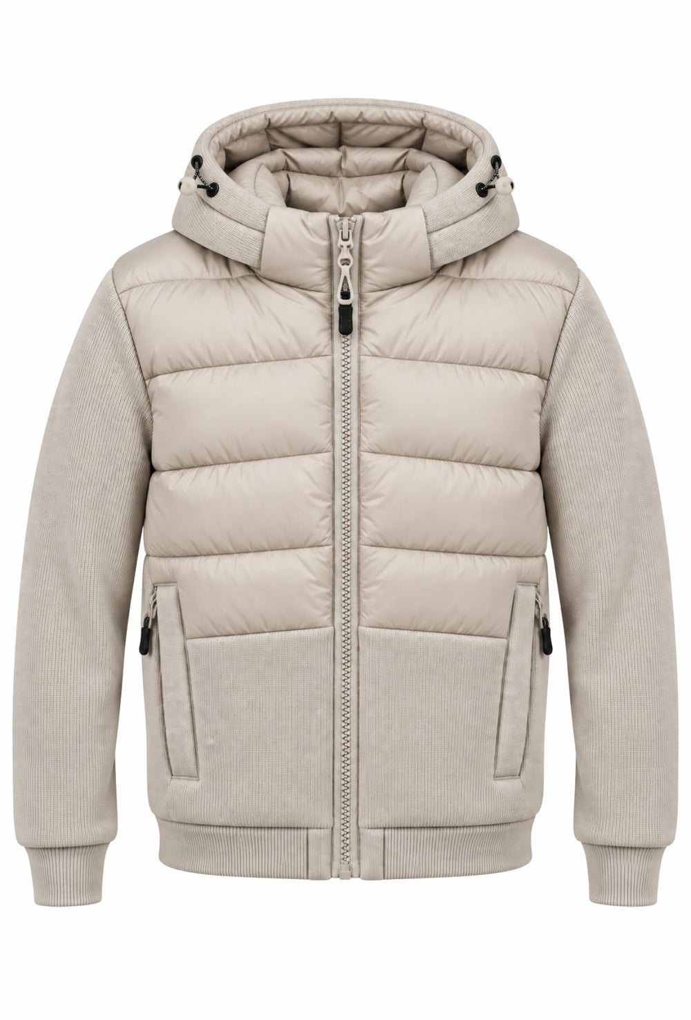 Giubbino Uomo DRESSERD con Cappuccio Smontabile e Inserti in Maglia- BEIGE CHIARO