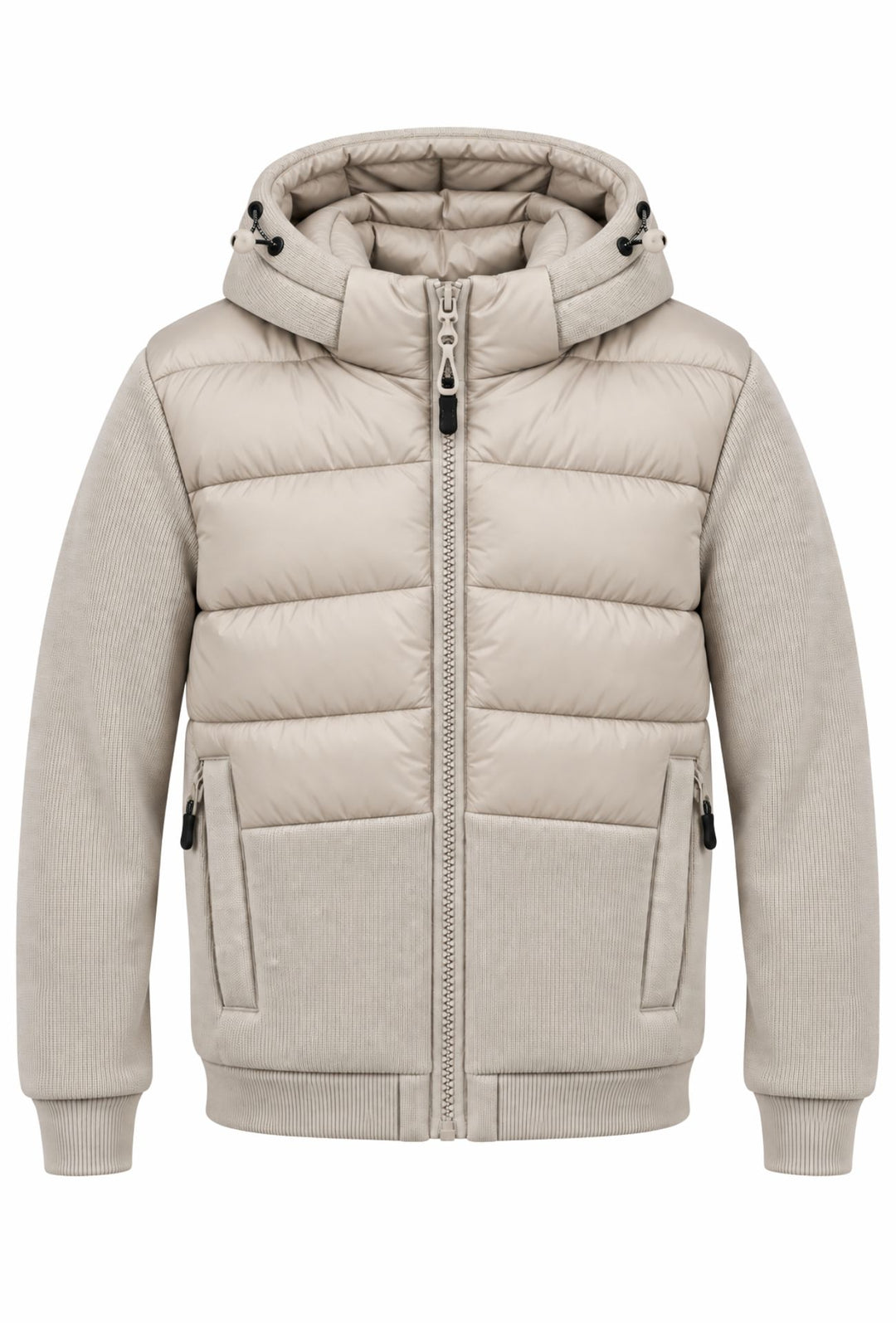 Giubbino Uomo DRESSERD con Cappuccio Smontabile e Inserti in Maglia- BEIGE CHIARO