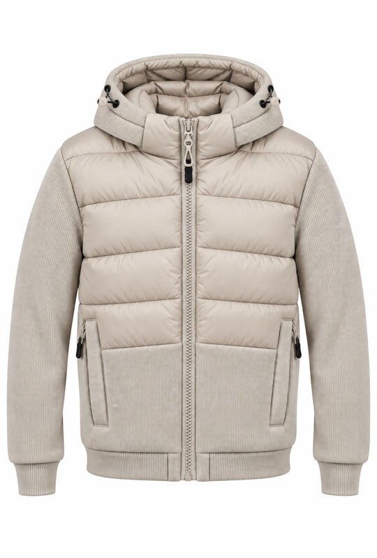 Giubbino Uomo DRESSERD con Cappuccio Smontabile e Inserti in Maglia- BEIGE CHIARO